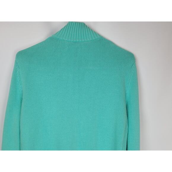 Lauren Ralph Lauren Active Mock Neck Knit Full Zip Teal Turquoise Sweater Size M - Picture 9 of 12